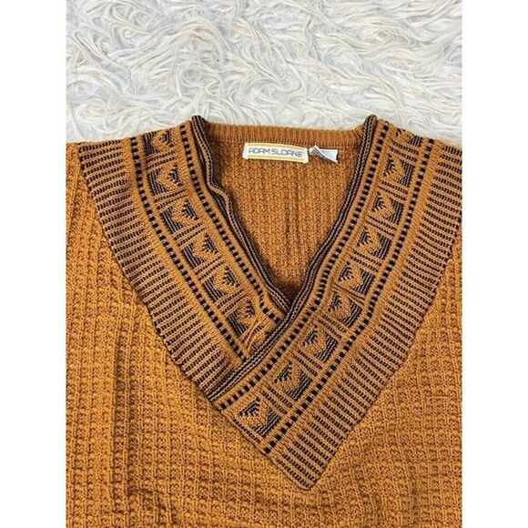 Adam Sloane Vintage 70s Mens Yellow Gold Waffle Knit Sweater Vest Size Large - Picture 10 of 10